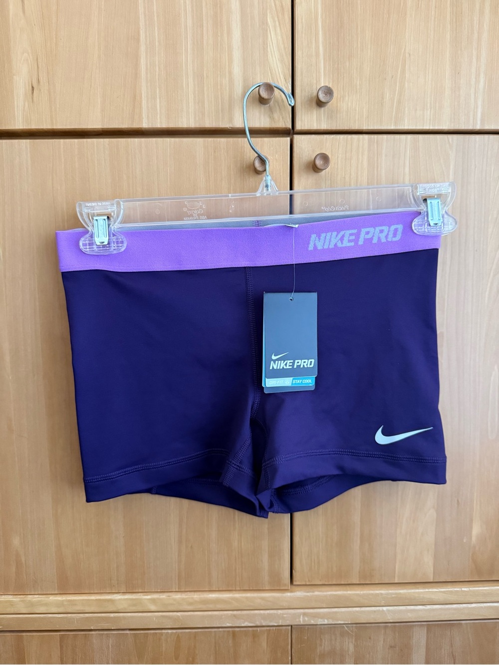 Nike Purple Sports Bra and Shorts Set with Pink Swoosh - Picture 4 of 5